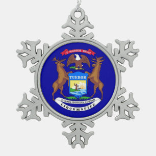 Snowflake Ornament with Michigan Flag