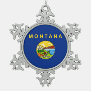Snowflake Ornament with Montana Flag