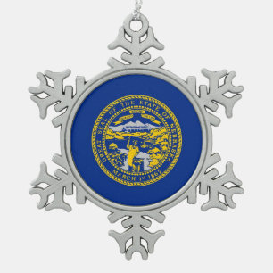 Snowflake Ornament with Nebraska Flag