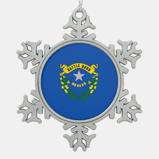 Snowflake Ornament with Nevada Flag (Front)