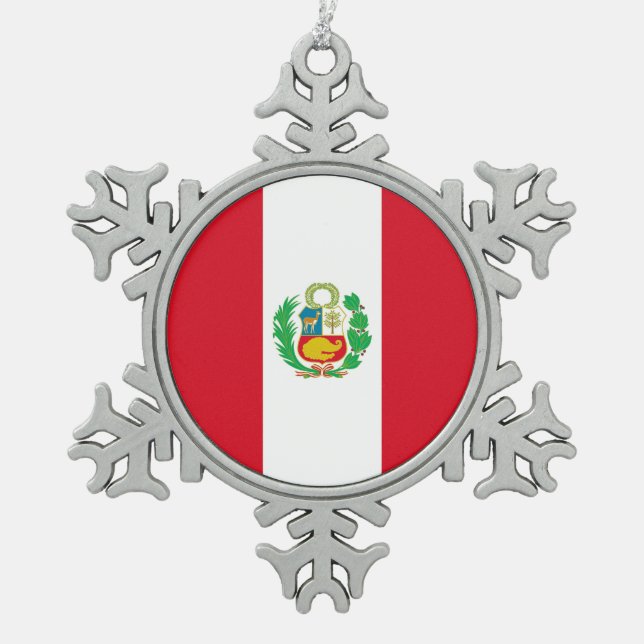 Snowflake Ornament with Peru Flag (Front)