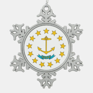 Snowflake Ornament with Rhode Island Flag