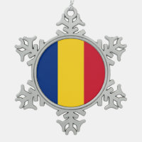 Snowflake Ornament with Romania Flag