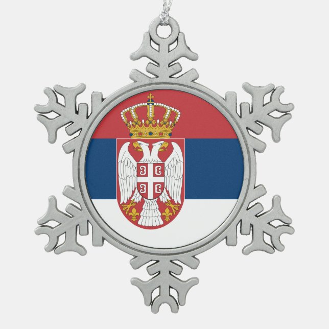 Snowflake Ornament with Serbia Flag (Front)