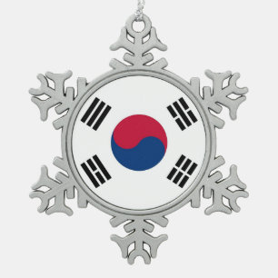 Snowflake Ornament with South Korea Flag