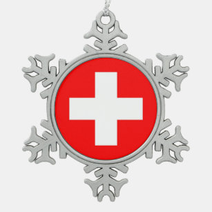 Snowflake Ornament with Switzerland Flag