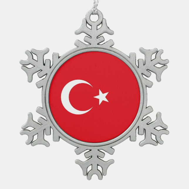 Snowflake Ornament with Turkey Flag (Front)