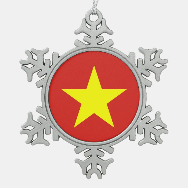 Snowflake Ornament with Vietnam Flag (Front)