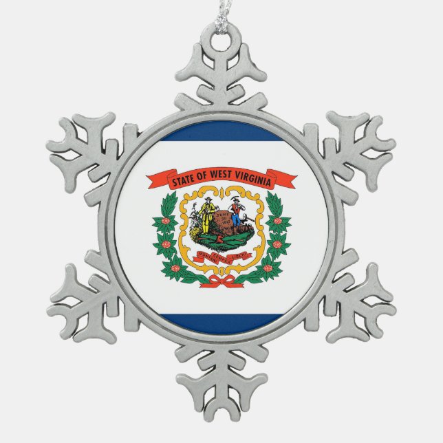 Snowflake Ornament with West Virginia Flag (Front)