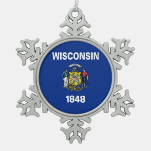 Snowflake Ornament with Wisconsin Flag