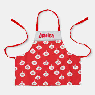 Snowflake ornaments on red apron