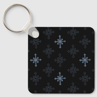 Snowflake outline pattern, Gothic cross inspired Keychain