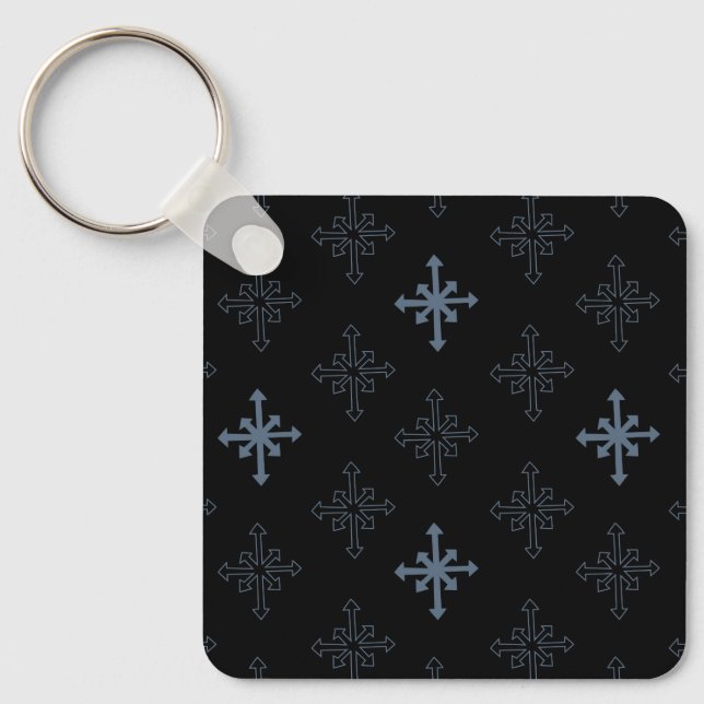 Snowflake outline pattern, Gothic cross inspired Keychain (Front)