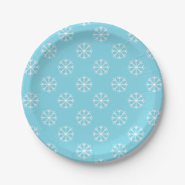 Snowflake paper plates | Christmas party supplies (Front)