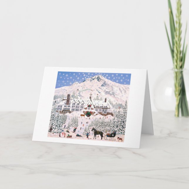 Snowflake Paradise ~ Timberline Lodge Mount Hood Holiday Card (Front)