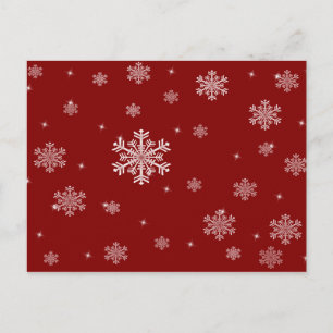 Snowflake Pattern 1 - Red/White Christmas Postcard