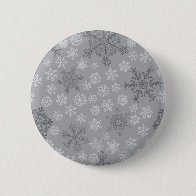 Snowflake pattern 2 inch round button (Front)