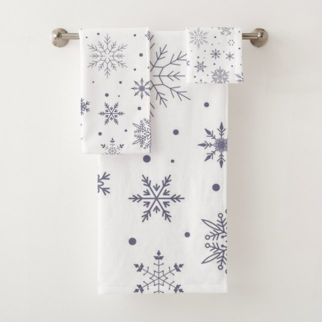 Snowflake pattern	 bath towel set (Insitu)