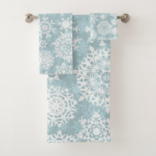 Snowflake pattern bath towel set