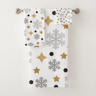Snowflake pattern bath towel set