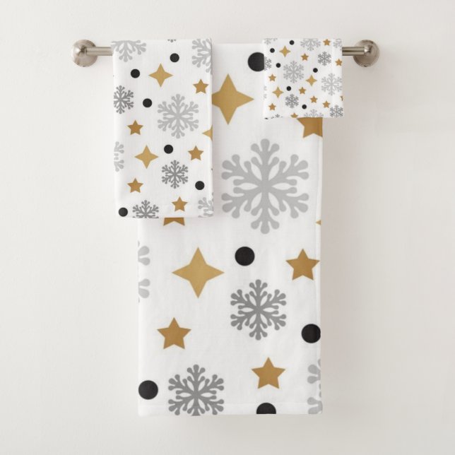 Snowflake pattern	 bath towel set (Insitu)