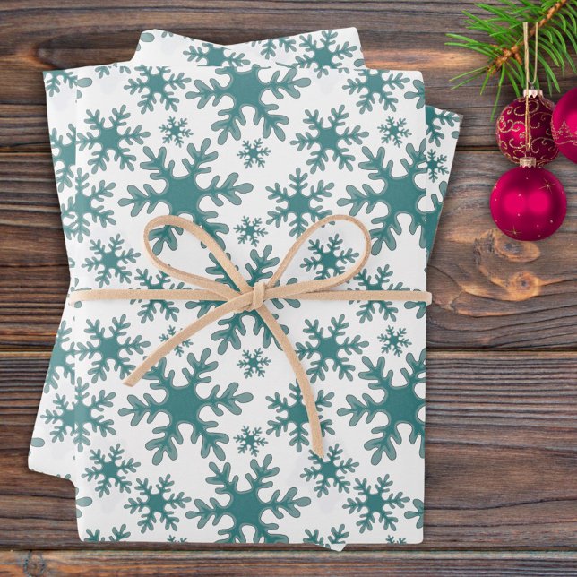 Snowflake Pattern Blue Christmas Holiday  Wrapping Paper Sheet (Creator Uploaded)