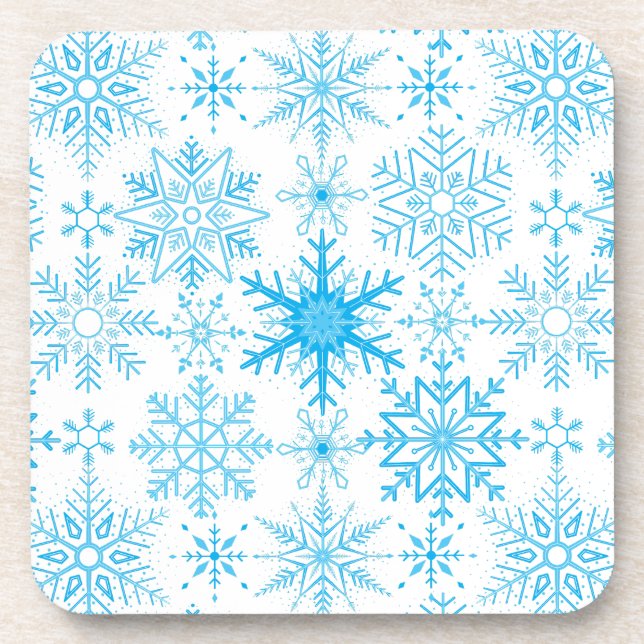 Snowflake pattern blue  coaster (Front)
