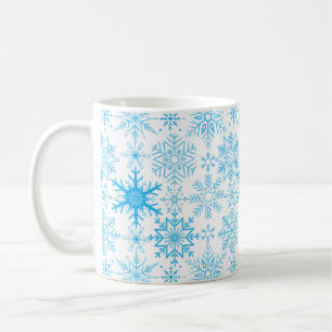 Snowflake pattern blue coffee mug