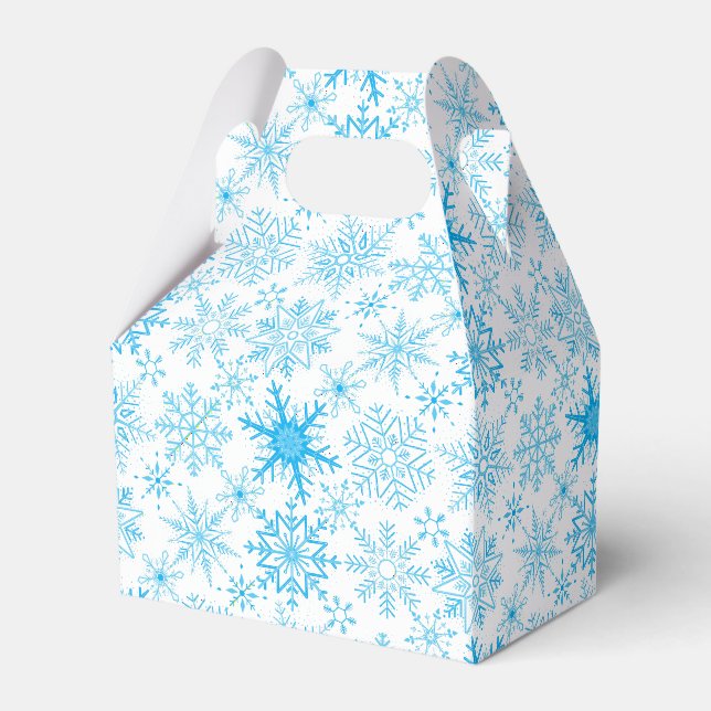 Snowflake pattern blue  favor box (Front Side)