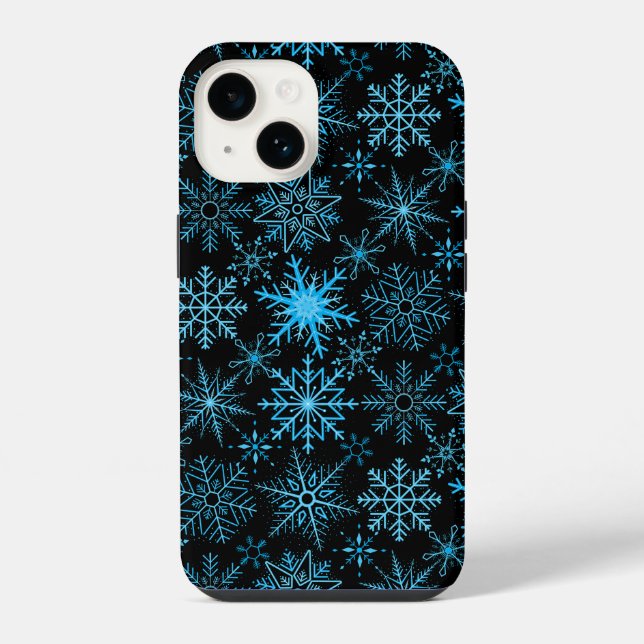 Snowflake pattern blue  iPhone case (Back)