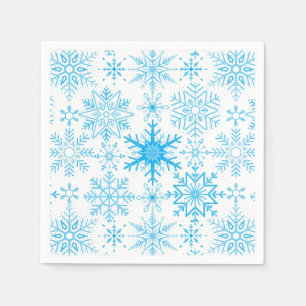 Snowflake pattern blue napkin