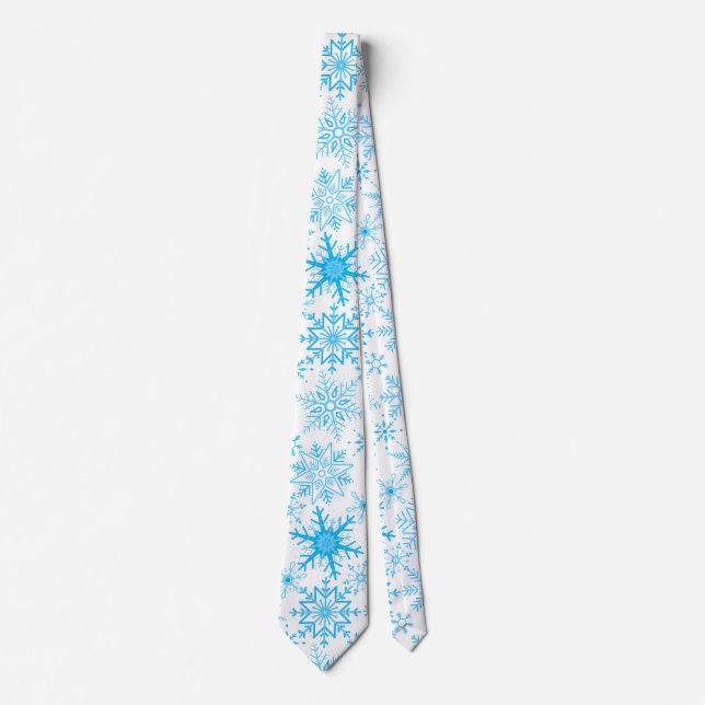 Snowflake pattern blue  tie (Front)