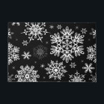 Snowflake pattern Christmas black white Doormat<br><div class="desc">Bring the spirit of Christmas to your home or office with this beautiful background pattern featuring large white snowflakes on a black background that may be changed to any colour of your choice. These are ideal for business and / or family use.</div>