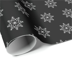 Snowflake Pattern Christmas Holiday Black White Wrapping Paper