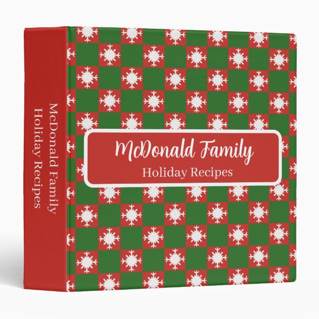 Snowflake pattern Christmas Holiday custom name Binder (Front/Spine)