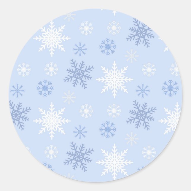 Snowflake pattern classic round sticker (Front)