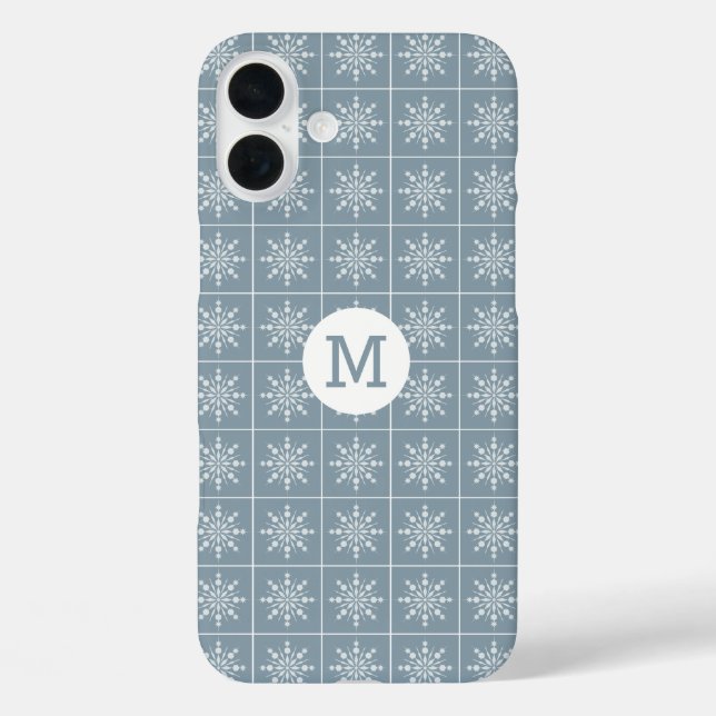 Snowflake Pattern custom monogram cases (Back)