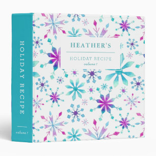 Snowflake Pattern Holiday Recipe Cookbook Binder