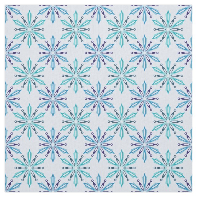 Snowflake Pattern Icy Winter Colours Fabric (Swatch)
