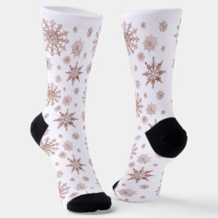 Snowflake Pattern In Faux Rose Gold Looking Colour Socks