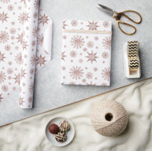 Snowflake Pattern In Faux Rose Gold Looking Colour Wrapping Paper
