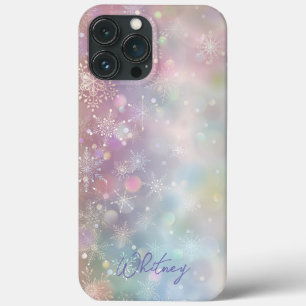 Snowflake Pattern in Soft Pastel Colours Bokeh  iPhone 13 Pro Max Case