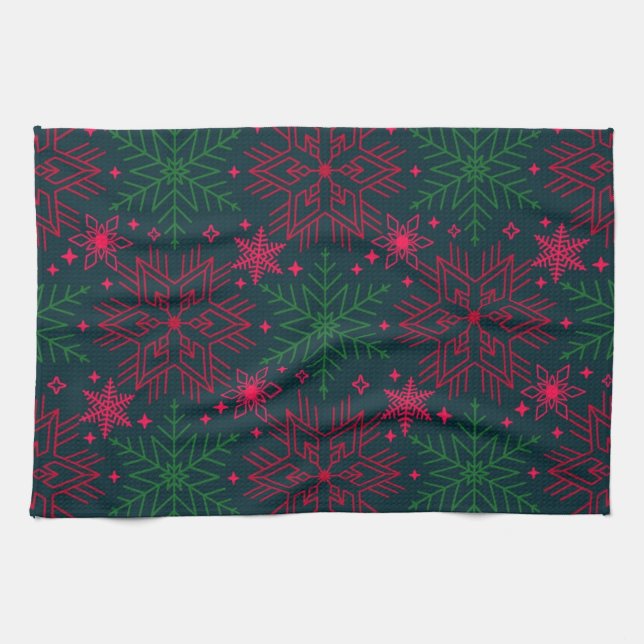 Snowflake pattern kitchen towel (Horizontal)