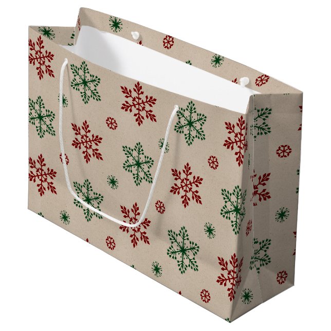 Snowflake Pattern Large Gift Bag (Front Angled)