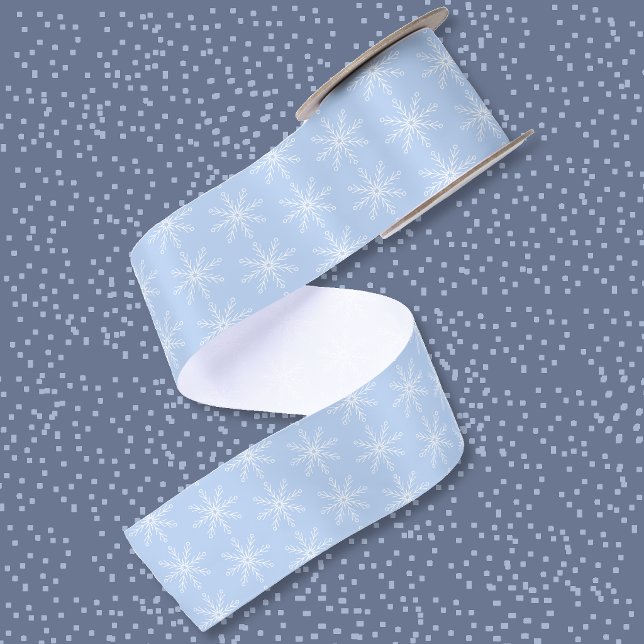 Snowflake Pattern Light Blue Ribbon Satin Ribbon (Snowflake pattern light blue ribbon)