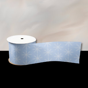 Snowflake Pattern Light Blue Ribbon Satin Ribbon