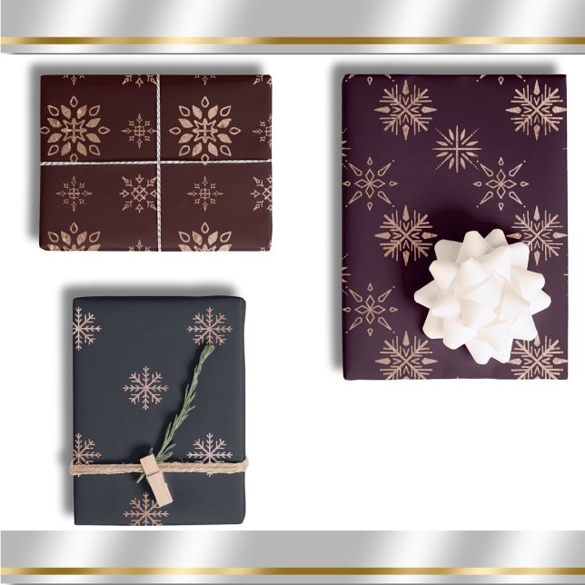 Snowflake Pattern Modern Elegant Winter Watercolor Wrapping Paper Sheet (Winter Snowflakes Modern Dark Elegant Wrapping Paper Sheets)