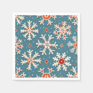 Snowflake Pattern Napkin with Blue Background