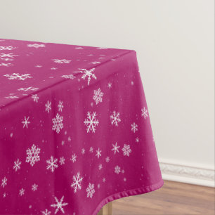 Snowflake Pattern on Purple Christmas Tablecloth