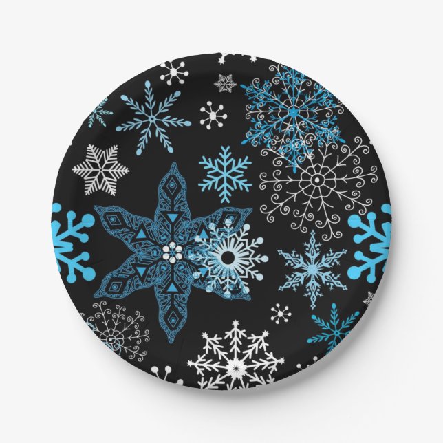 Snowflake pattern paper plate (Front)
